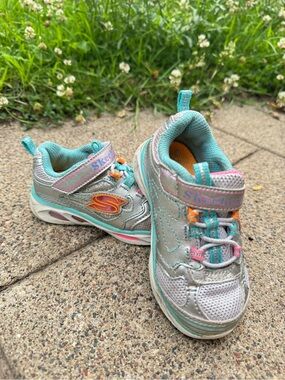Skechers Kids Light up Sneakers with Teal, Pink & Orange Accents